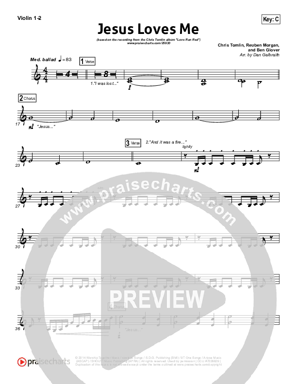 Jesus Loves Me Violin 1/2 (Chris Tomlin)