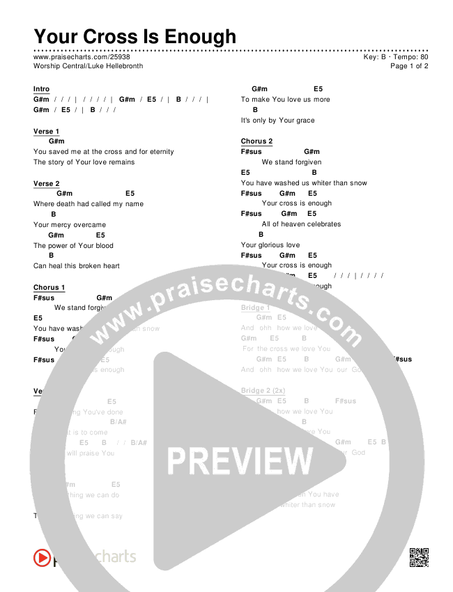 Your Cross Is Enough Chords & Lyrics (Worship Central / Luke Hellebronth)