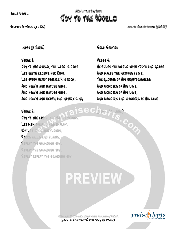 Joy To The World (Instrumental) Lyrics (Jeff Anderson)