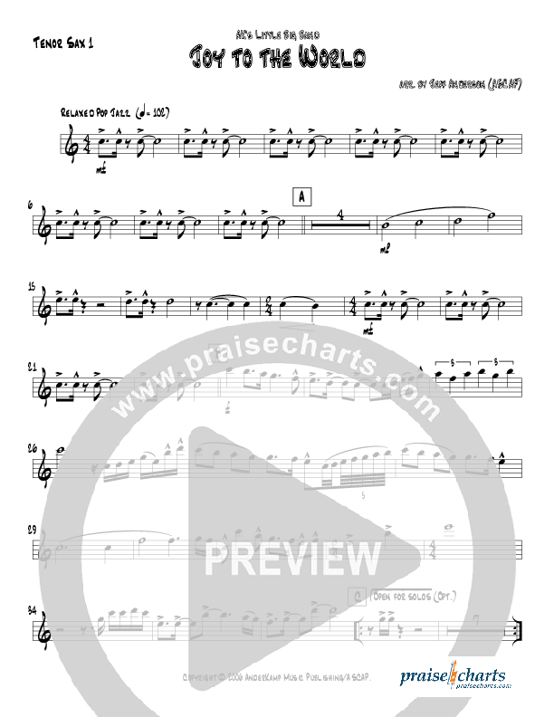 Joy To The World (Instrumental) Tenor Sax 1 (Jeff Anderson)