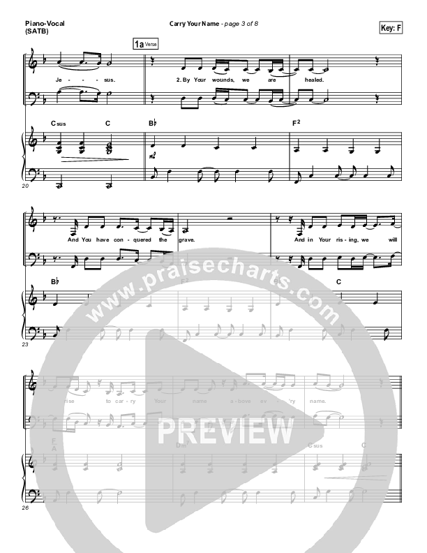 Carry Your Name (Choral Anthem SATB) Piano/Choir (SATB) (Christy Nockels / Passion / Arr. Richard Kingsmore)