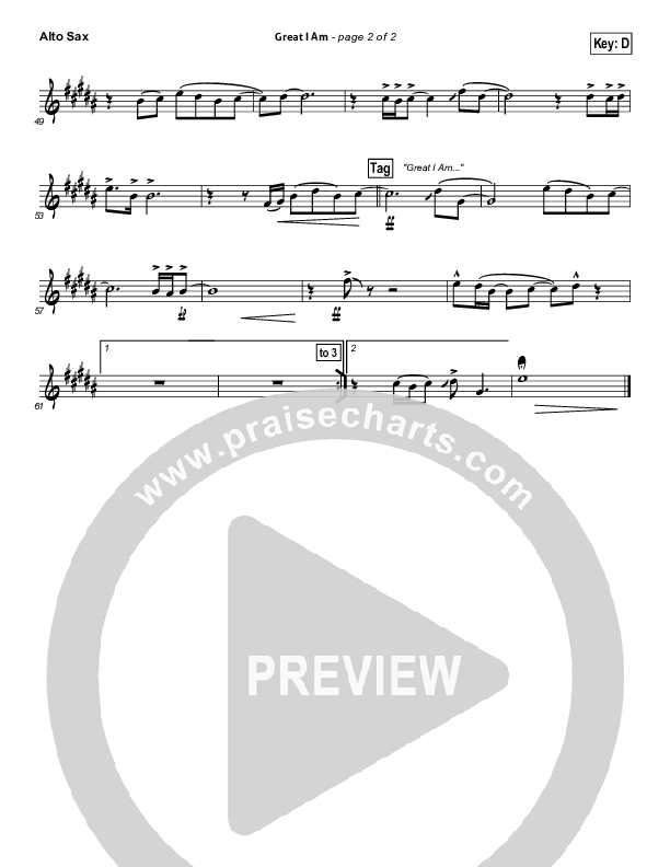 Great I Am (Choral Anthem SATB) Alto Sax (New Life Worship / NextGen Worship / Arr. Richard Kingsmore)