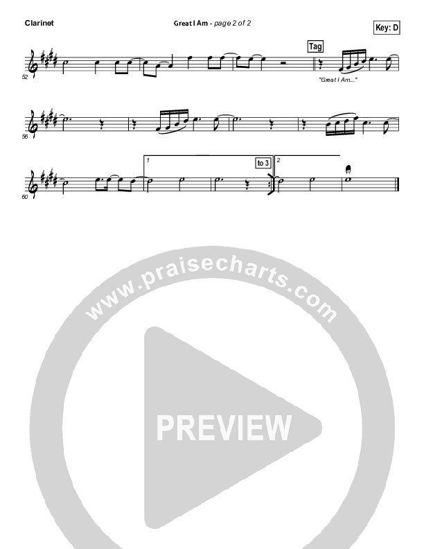 Great I Am (Choral Anthem SATB) Clarinet (New Life Worship / NextGen Worship / Arr. Richard Kingsmore)