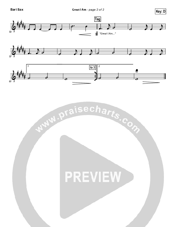 Great I Am (Choral Anthem SATB) Bari Sax (New Life Worship / NextGen Worship / Arr. Richard Kingsmore)