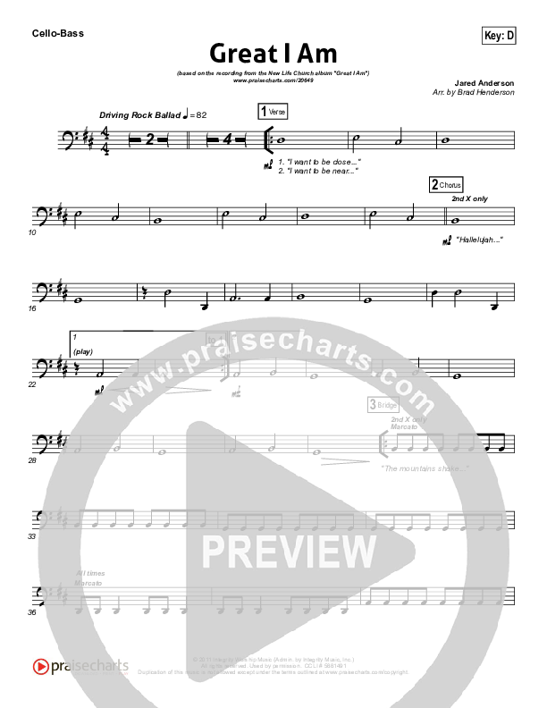 Great I Am (Choral Anthem SATB) Cello/Bass (New Life Worship / NextGen Worship / Arr. Richard Kingsmore)