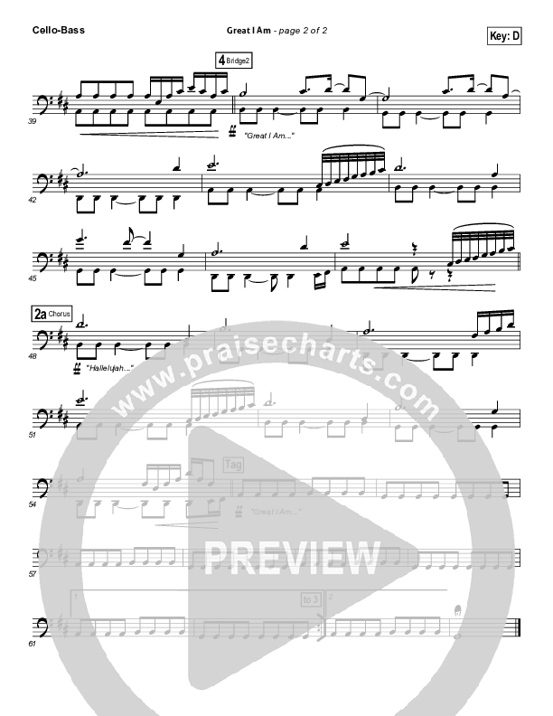 Great I Am (Choral Anthem SATB) Cello/Bass (New Life Worship / NextGen Worship / Arr. Richard Kingsmore)