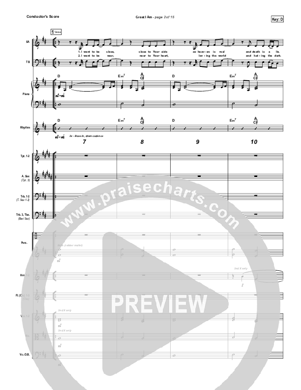 Great I Am (Choral Anthem SATB) Conductor's Score (New Life Worship / NextGen Worship / Arr. Richard Kingsmore)