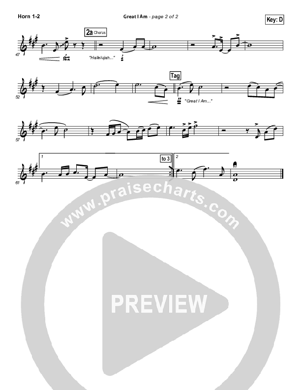 Great I Am (Choral Anthem SATB) French Horn 1/2 (New Life Worship / NextGen Worship / Arr. Richard Kingsmore)