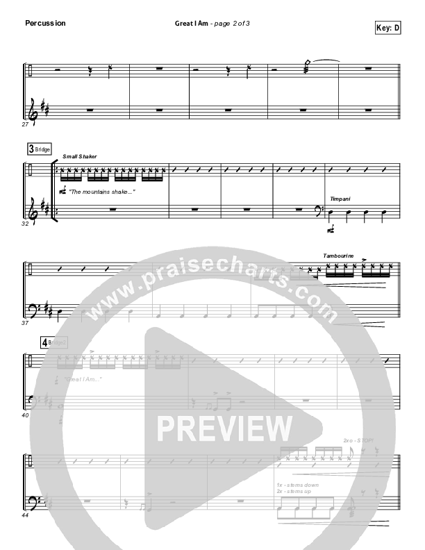 Great I Am (Choral Anthem SATB) Percussion (New Life Worship / NextGen Worship / Arr. Richard Kingsmore)