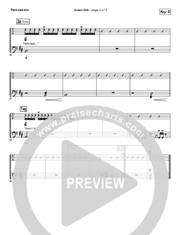 Great I Am (Choral Anthem SATB) Percussion (New Life Worship / NextGen Worship / Arr. Richard Kingsmore)