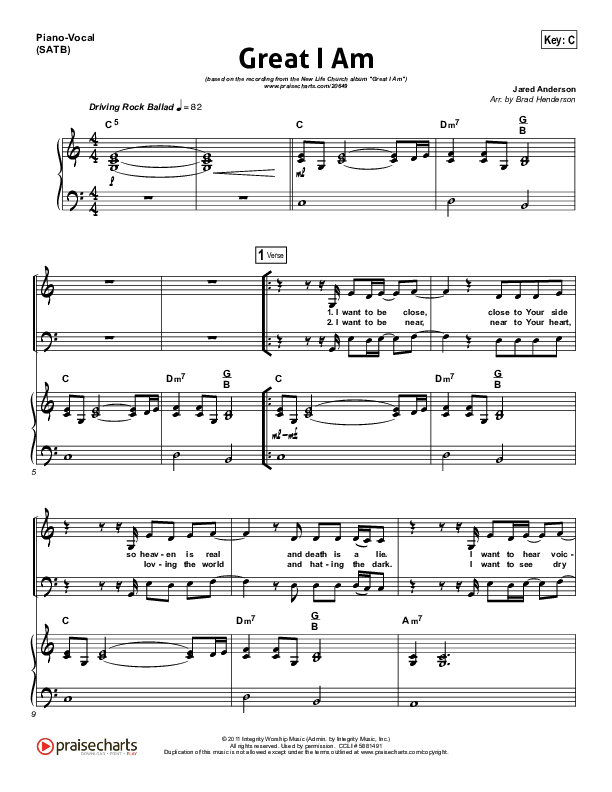 Great I Am (Choral Anthem SATB) Piano/Vocal (SATB) (New Life Worship / NextGen Worship / Arr. Richard Kingsmore)