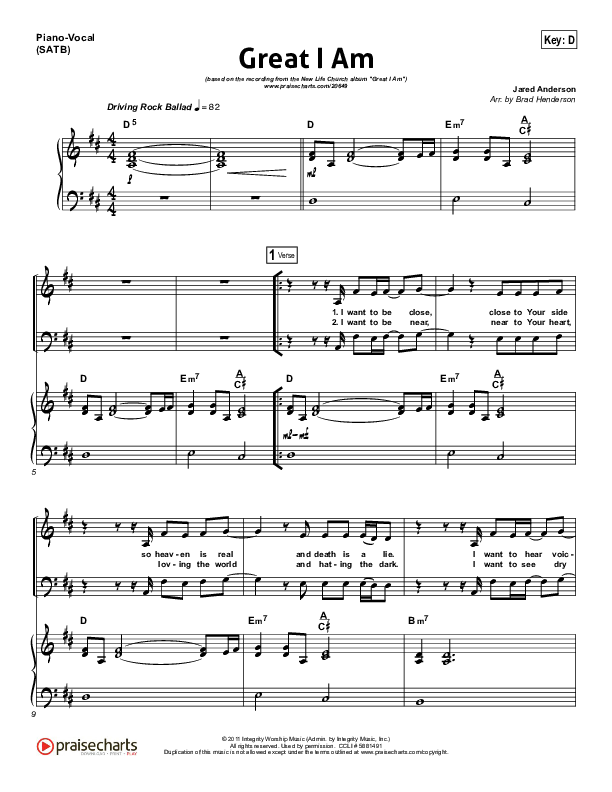 Great I Am (Choral Anthem SATB) Piano/Choir (SATB) (New Life Worship / NextGen Worship / Arr. Richard Kingsmore)