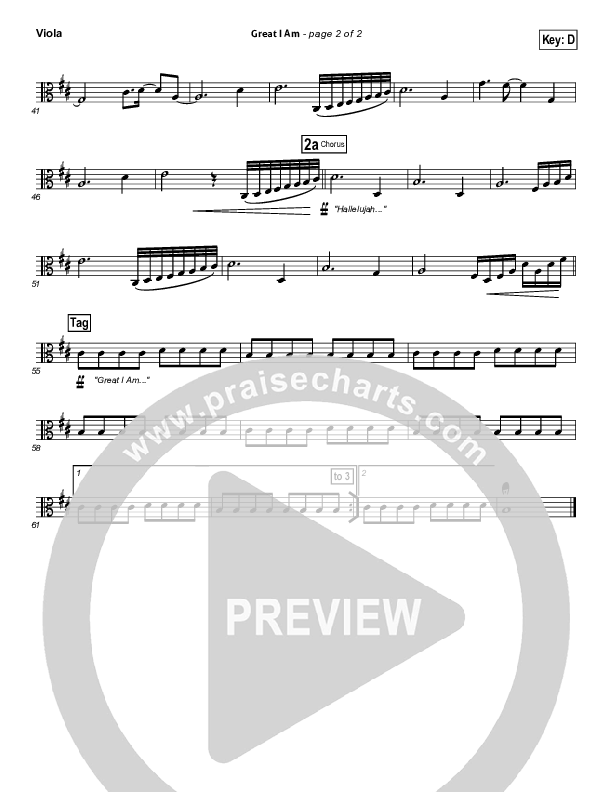 Great I Am (Choral Anthem SATB) Viola (New Life Worship / NextGen Worship / Arr. Richard Kingsmore)