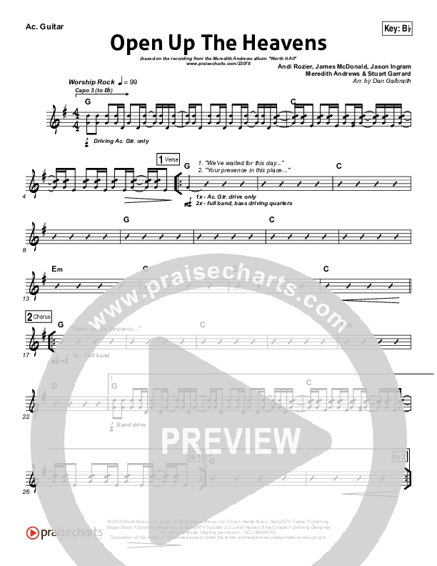 Open Up The Heavens (Choral Anthem SATB) Rhythm Chart (Meredith Andrews / NextGen Worship / Arr. Richard Kingsmore)