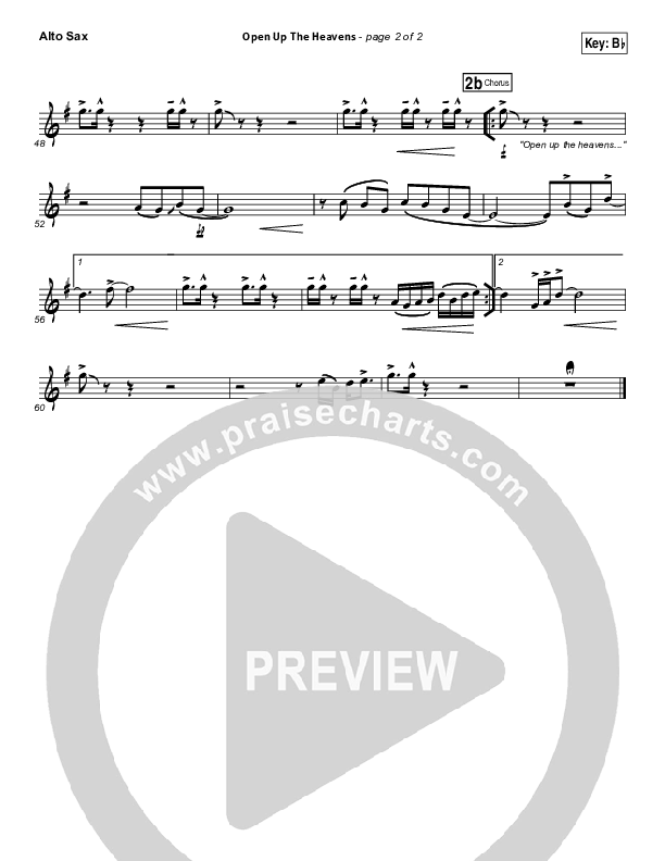 Open Up The Heavens (Choral Anthem SATB) Alto Sax (Meredith Andrews / NextGen Worship / Arr. Richard Kingsmore)