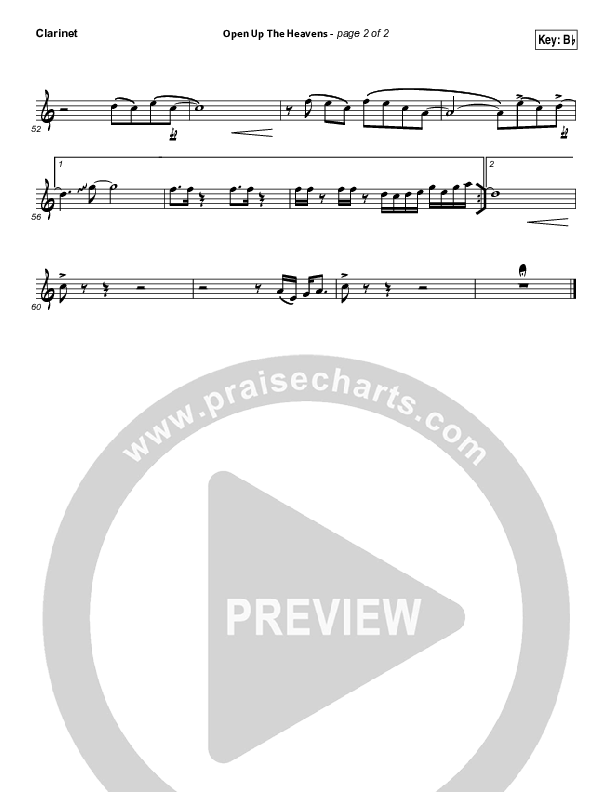 Open Up The Heavens (Choral Anthem SATB) Clarinet (Meredith Andrews / NextGen Worship / Arr. Richard Kingsmore)