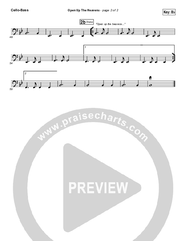 Open Up The Heavens (Choral Anthem SATB) Cello/Bass (Meredith Andrews / NextGen Worship / Arr. Richard Kingsmore)