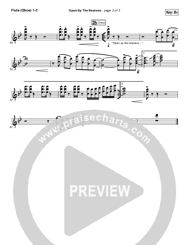 Open Up The Heavens (Choral Anthem SATB) Flute/Oboe 1/2/3 (Meredith Andrews / NextGen Worship / Arr. Richard Kingsmore)