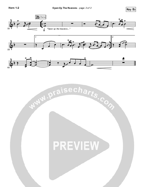 Open Up The Heavens (Choral Anthem SATB) French Horn 1/2 (Meredith Andrews / NextGen Worship / Arr. Richard Kingsmore)