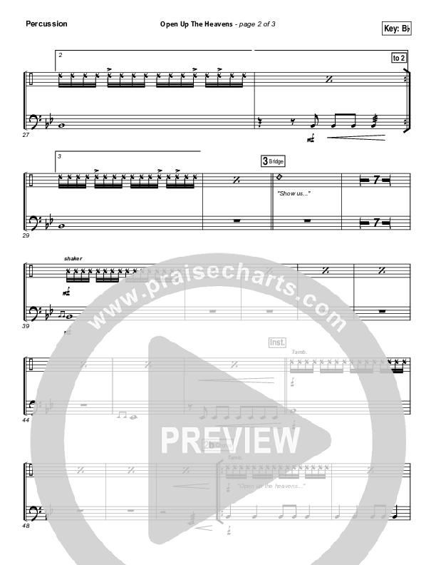 Open Up The Heavens (Choral Anthem SATB) Percussion (Meredith Andrews / NextGen Worship / Arr. Richard Kingsmore)