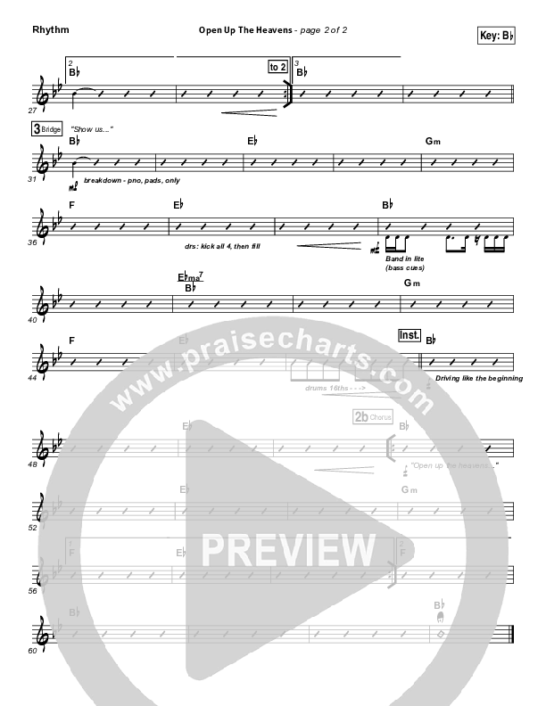 Open Up The Heavens (Choral Anthem SATB) Rhythm Chart (Meredith Andrews / NextGen Worship / Arr. Richard Kingsmore)