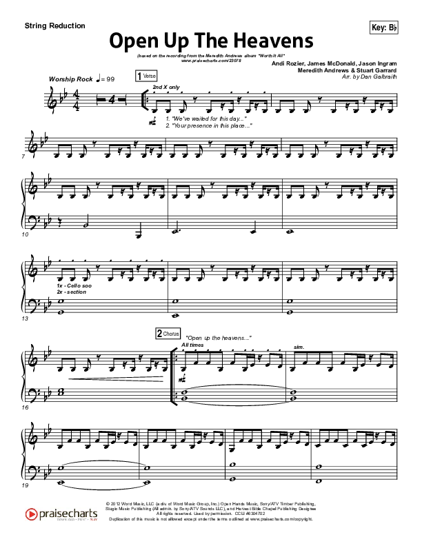 Open Up The Heavens (Choral Anthem SATB) Synth Strings (Meredith Andrews / NextGen Worship / Arr. Richard Kingsmore)