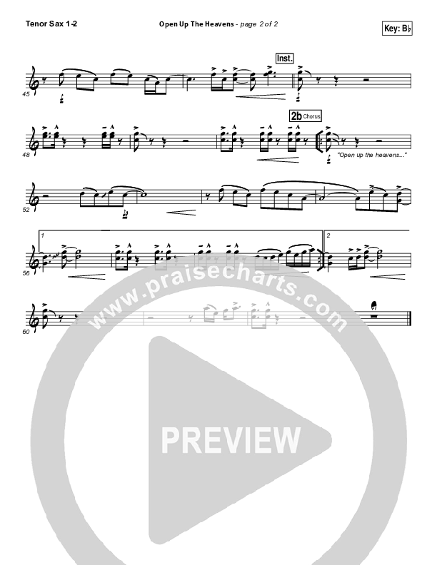 Open Up The Heavens (Choral Anthem SATB) Tenor Sax 1/2 (Meredith Andrews / NextGen Worship / Arr. Richard Kingsmore)