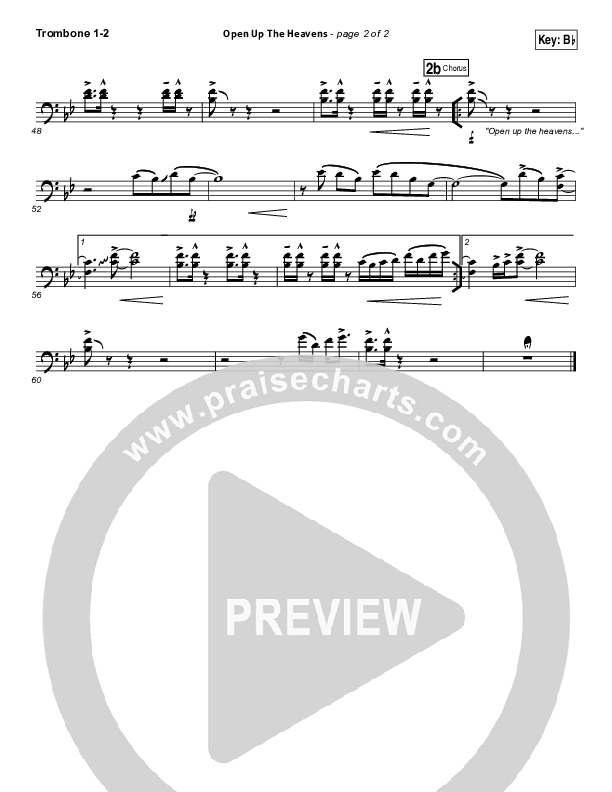 Open Up The Heavens (Choral Anthem SATB) Trombone 1/2 (Meredith Andrews / NextGen Worship / Arr. Richard Kingsmore)