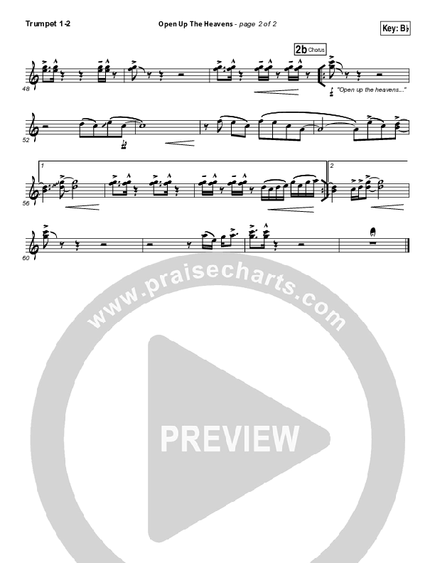 Open Up The Heavens (Choral Anthem SATB) Trumpet 1,2 (Meredith Andrews / NextGen Worship / Arr. Richard Kingsmore)