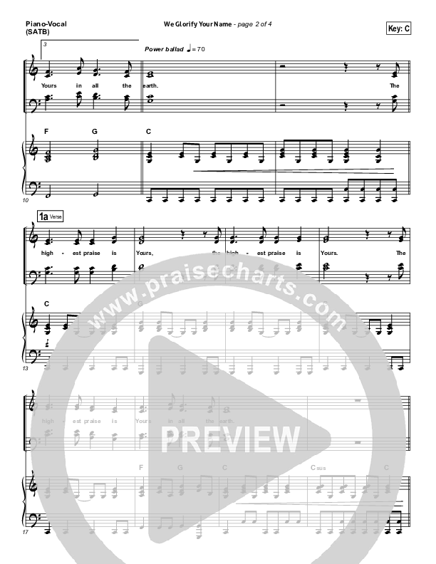 We Glorify Your Name (Choral Anthem SATB) Piano/Choir (SATB) (Chris Tomlin / Passion / Arr. Richard Kingsmore)