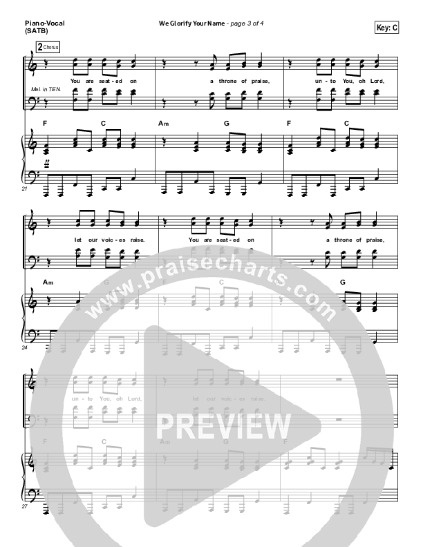 We Glorify Your Name (Choral Anthem SATB) Piano/Choir (SATB) (Chris Tomlin / Passion / Arr. Richard Kingsmore)