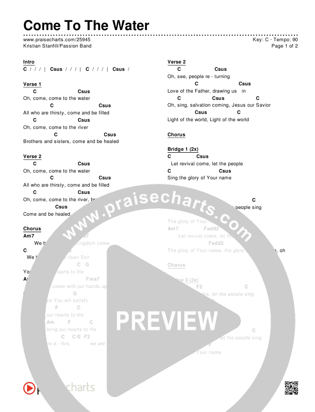 Come To The Water (Choral Anthem SATB) Chords & Lyrics (Kristian Stanfill / Passion / NextGen Worship / Arr. Richard Kingsmore)