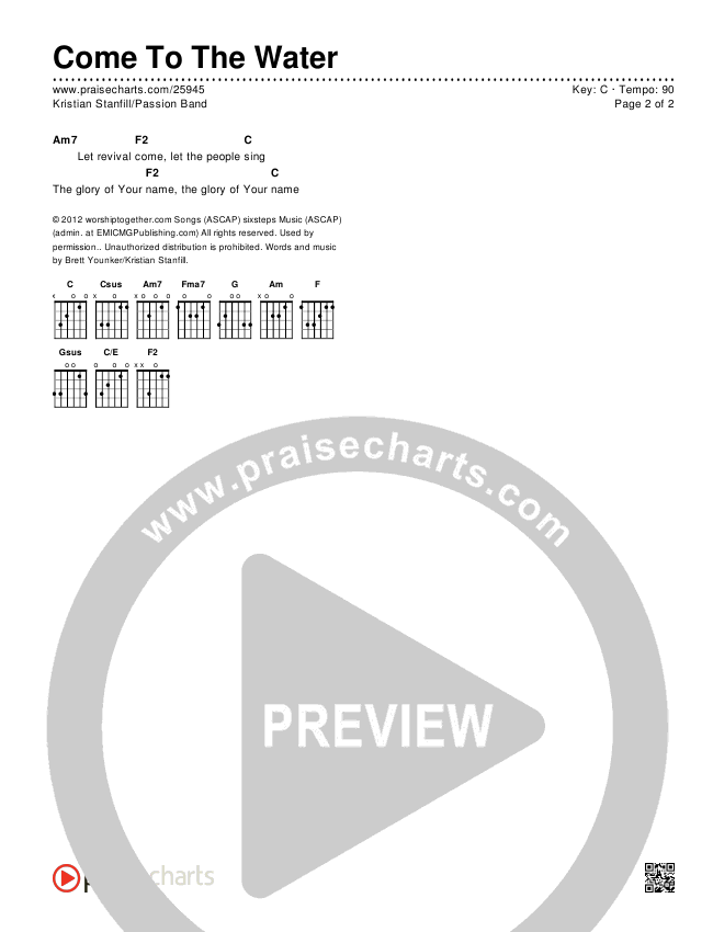 Come To The Water (Choral Anthem SATB) Chords & Lyrics (Kristian Stanfill / Passion / NextGen Worship / Arr. Richard Kingsmore)