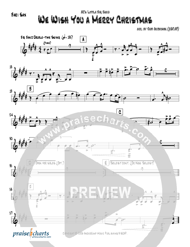 We Wish You A Merry Christmas (Instrumental) Bari Sax (Jeff Anderson)