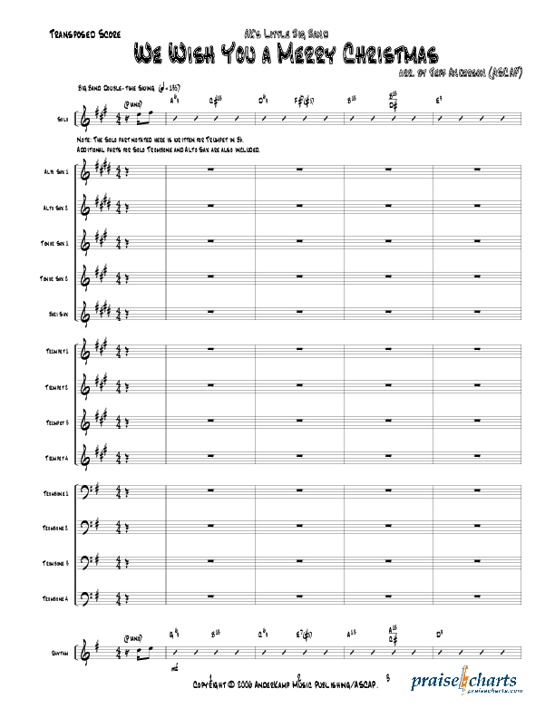 We Wish You A Merry Christmas (Instrumental) Conductor's Score (Jeff Anderson)