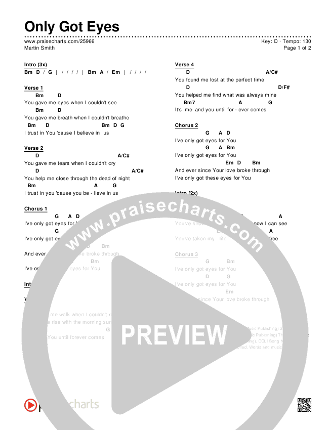 Only Got Eyes Chords & Lyrics (Martin Smith)