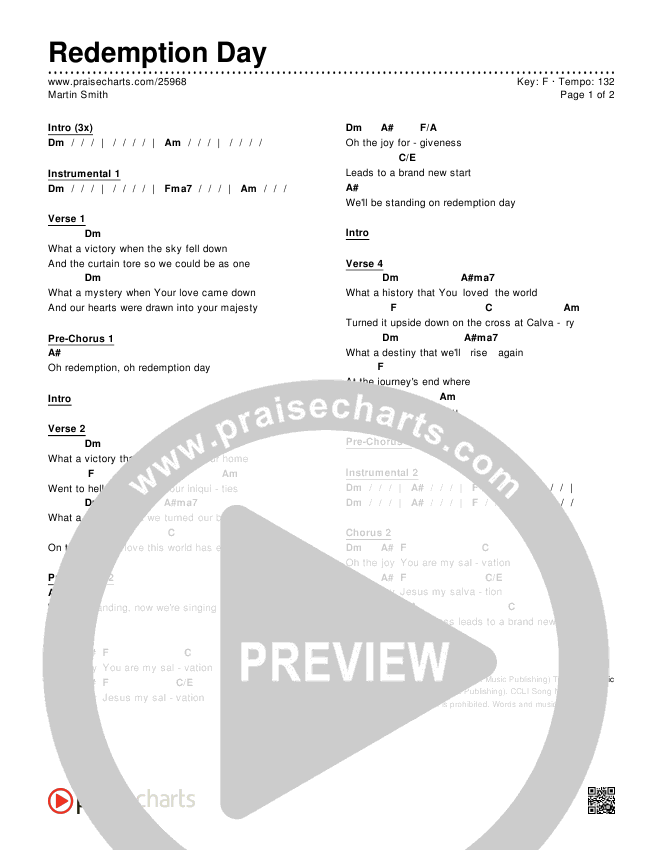 Redemption Day Chords & Lyrics (Martin Smith)