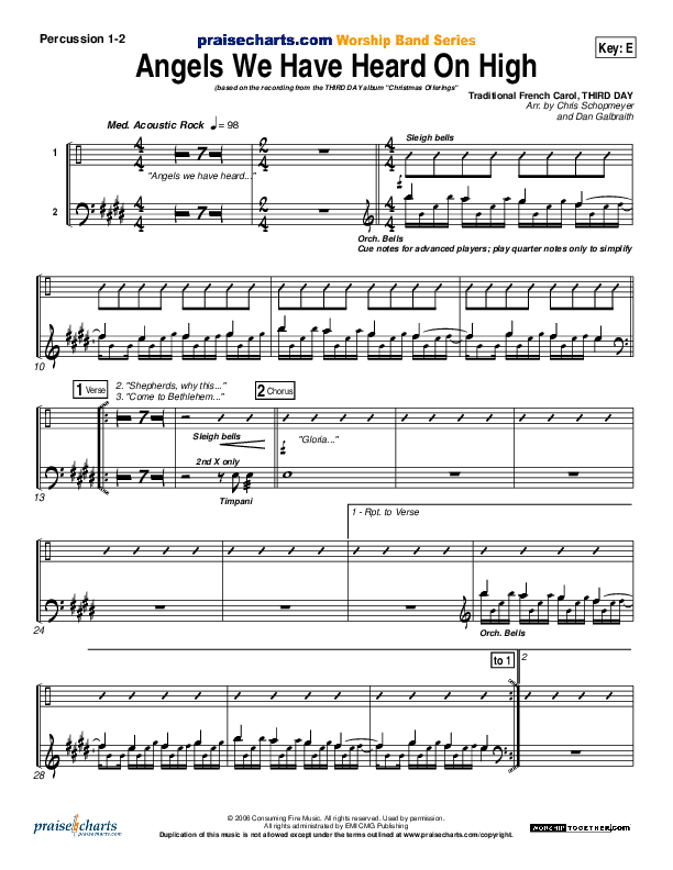 Angels We Have Heard On High Percussion 1/2 (Third Day)