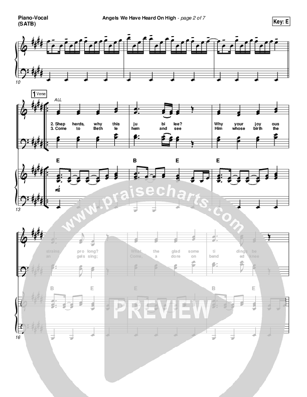 Angels We Have Heard On High Piano/Vocal (SATB) (Third Day)