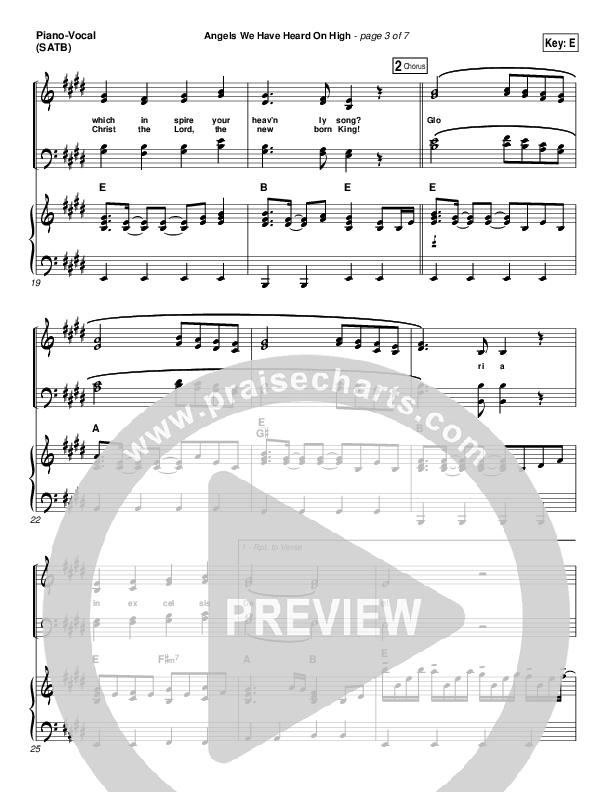 Angels We Have Heard On High Piano/Vocal (SATB) (Third Day)