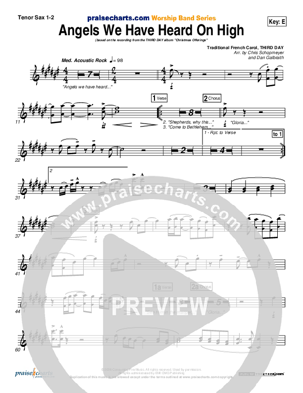 Angels We Have Heard On High Tenor Sax 1/2 (Third Day)