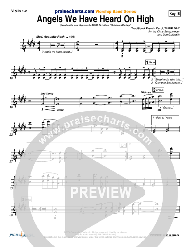 Angels We Have Heard On High Violin 1/2 (Third Day)