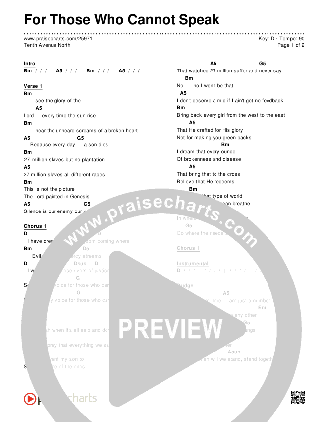 For Those Who Cannot Speak Chords & Lyrics (Tenth Avenue North)