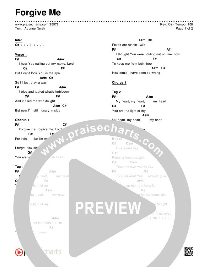 Forgive Me Chords & Lyrics (Tenth Avenue North)