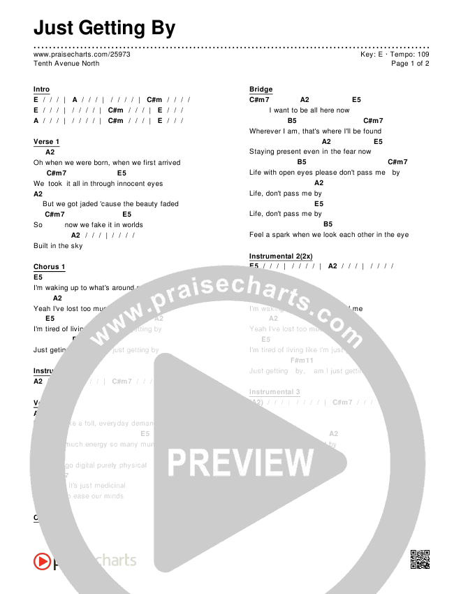 Just Getting By Chords & Lyrics (Tenth Avenue North)