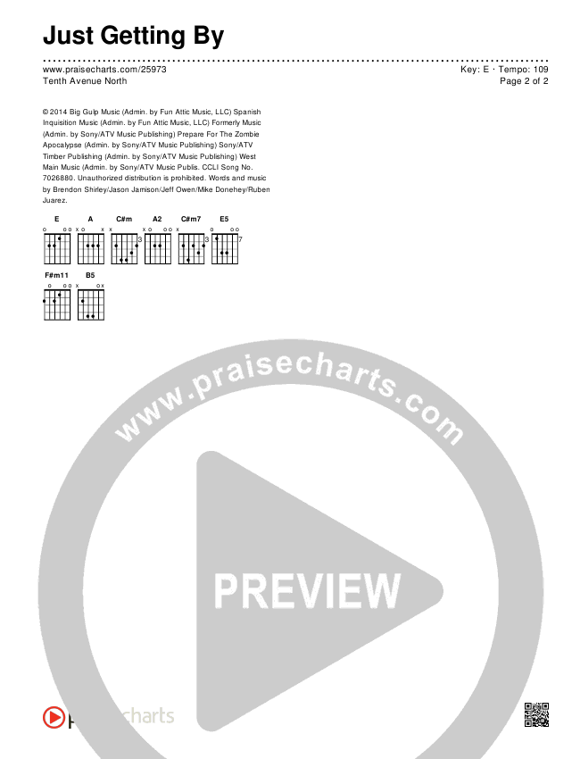 Just Getting By Chords & Lyrics (Tenth Avenue North)