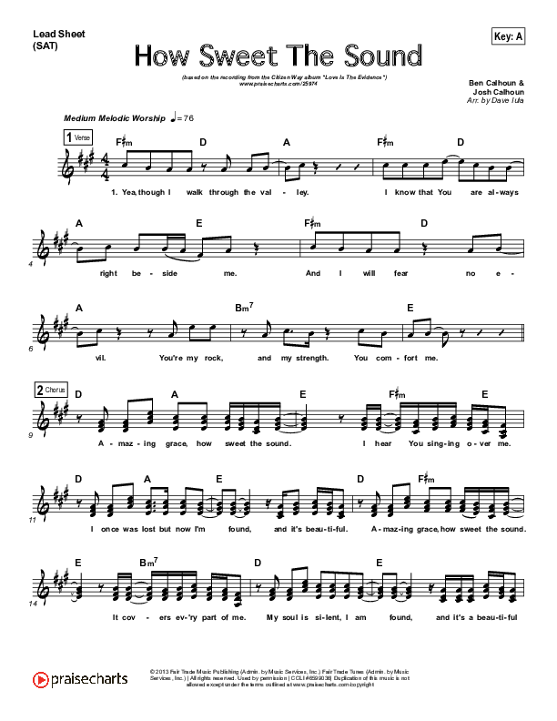 How Sweet The Sound Lead Sheet (SAT) (Citizen Way)