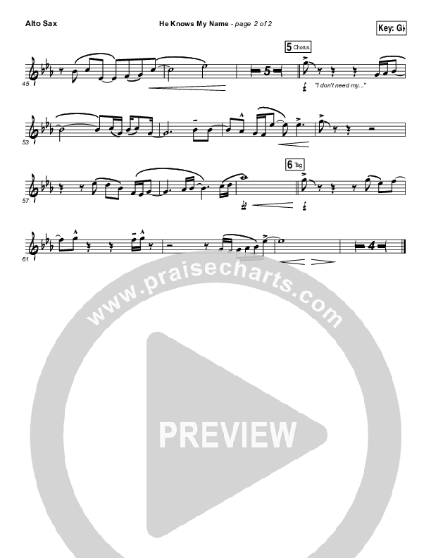 He Knows My Name Alto Sax (Francesca Battistelli)