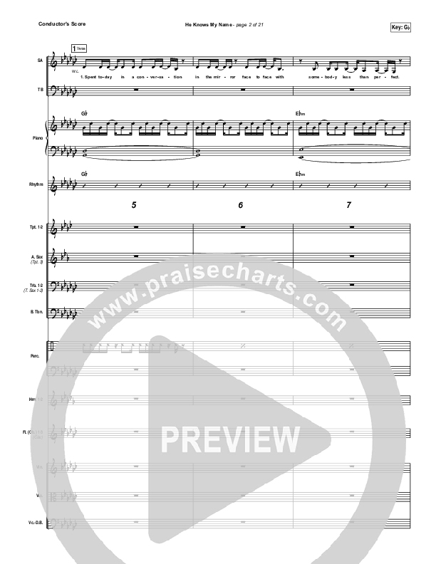He Knows My Name Conductor's Score (Francesca Battistelli)
