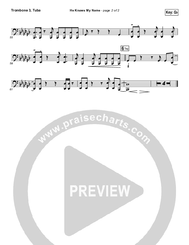 He Knows My Name Trombone 3/Tuba (Francesca Battistelli)